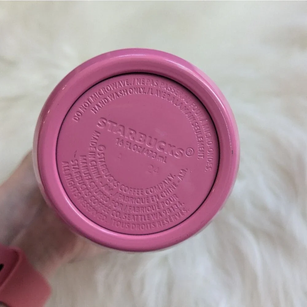 Starbucks 2024 Rex Hamilton Stainless Steel 16 oz Pink Multicolor Tumbler